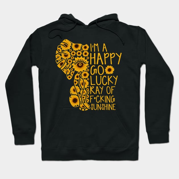 Sunshine Sunflower Positive Quote Elephant Hoodie by Xonmau